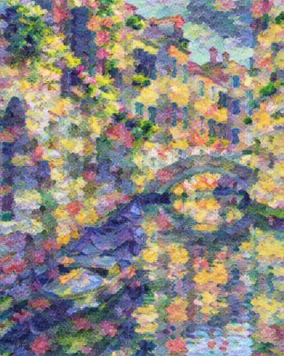 The Venice canal painted in the Monet style on the phone