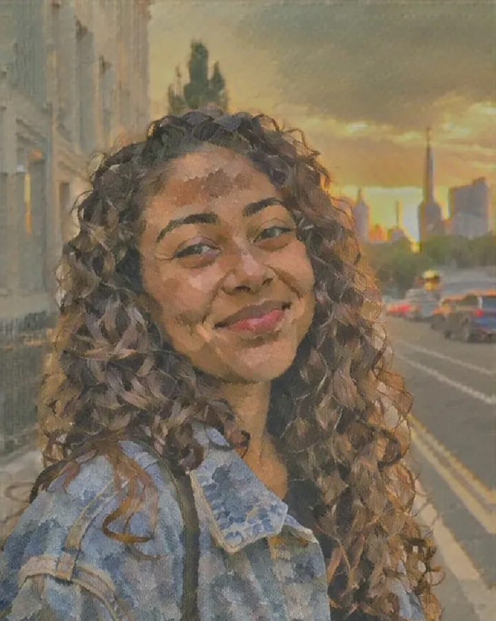 The portrait painted in the cezanne style, made on the phone