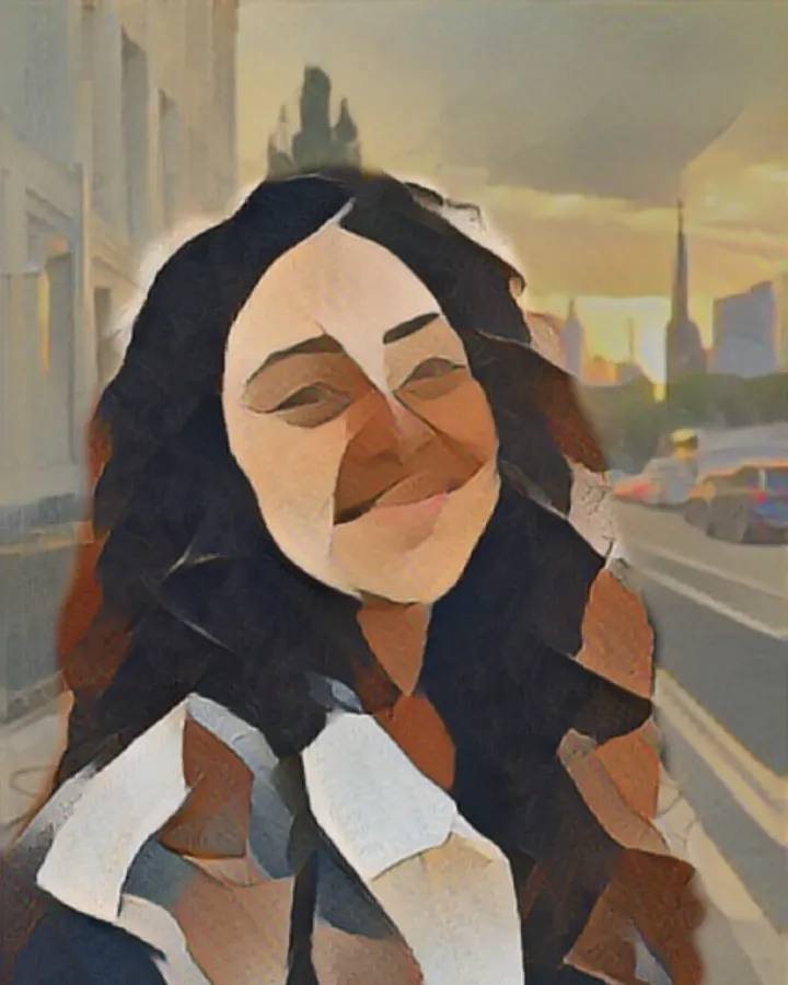 The portrait painted in the cubist style, made on the phone