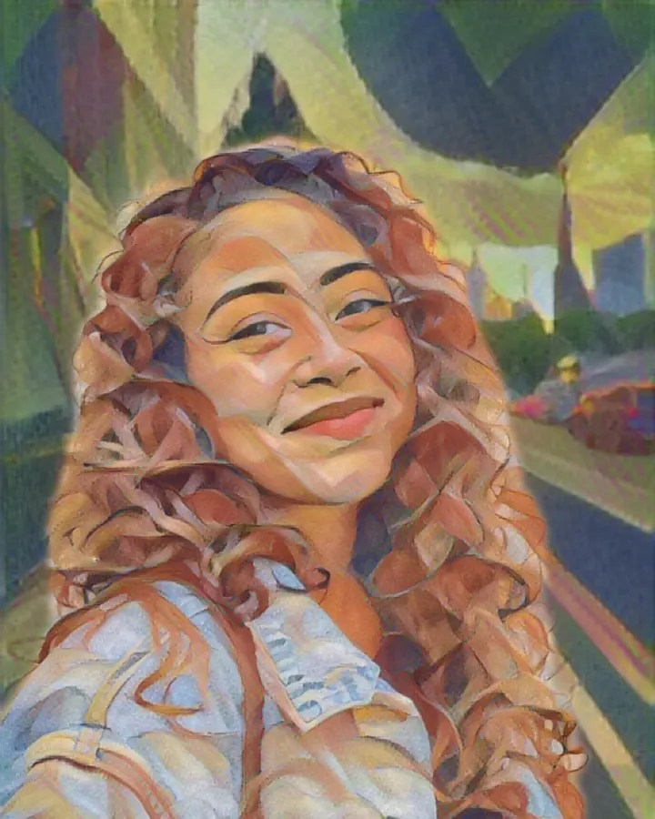 The portrait painted in the franzMarc style, made on the phone