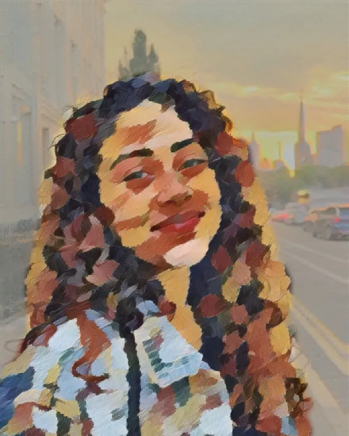 The portrait painted in the gouache style, made on the phone