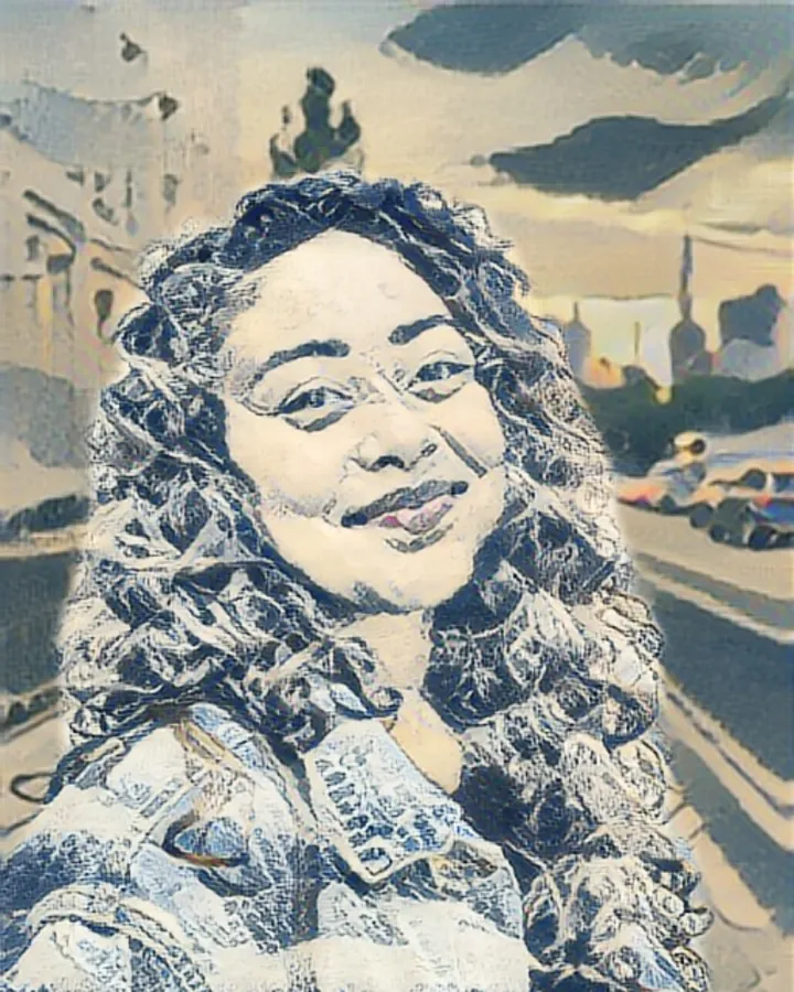 The portrait painted in the hokusai style, made on the phone