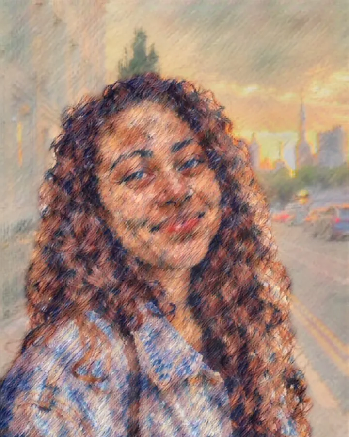 The portrait painted in the renoir style, made on the phone
