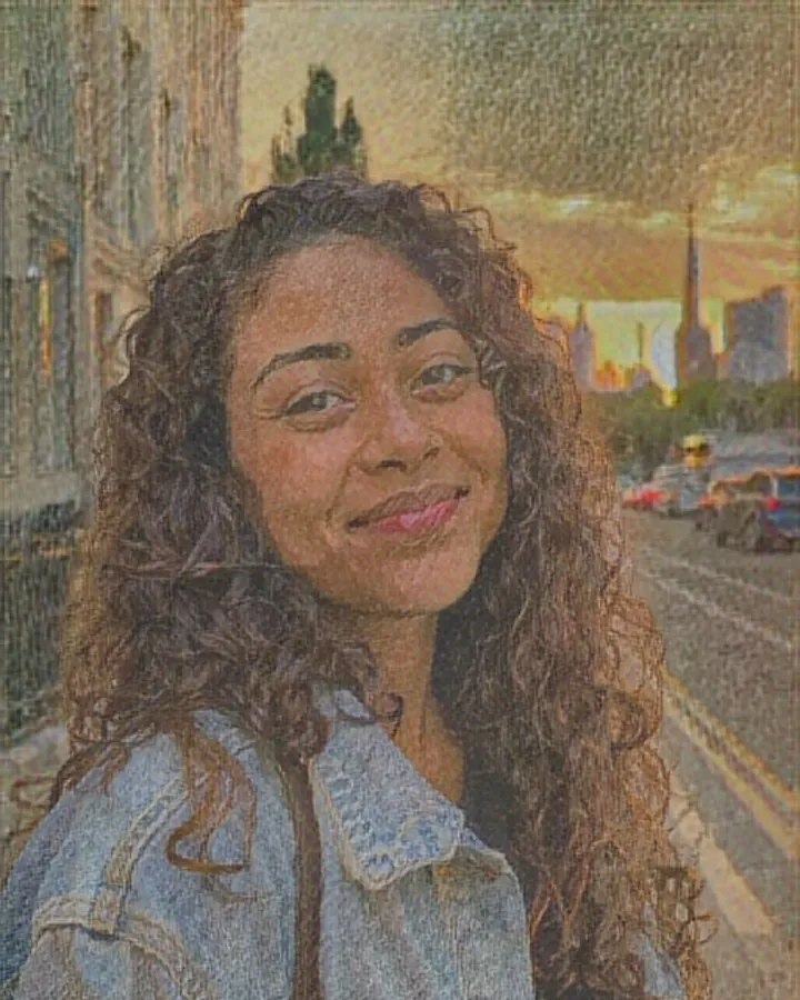 The portrait painted in the seurat style, made on the phone