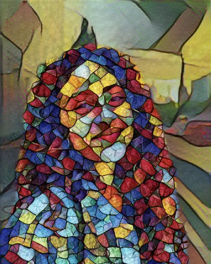 The portrait painted in the stainedGlass style, made on the phone