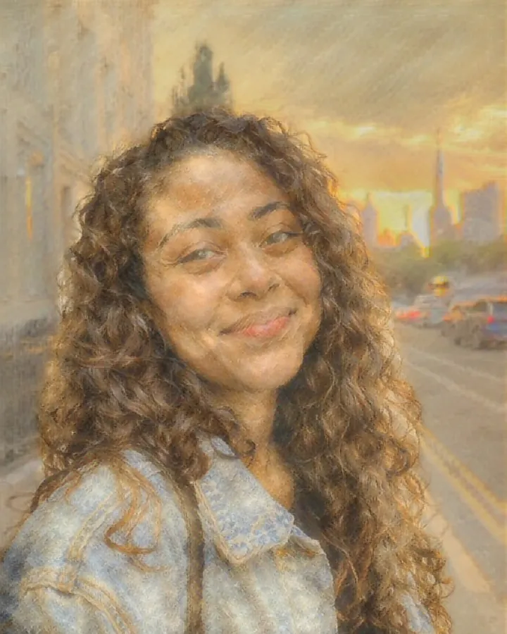 The portrait painted in the turner style, made on the phone