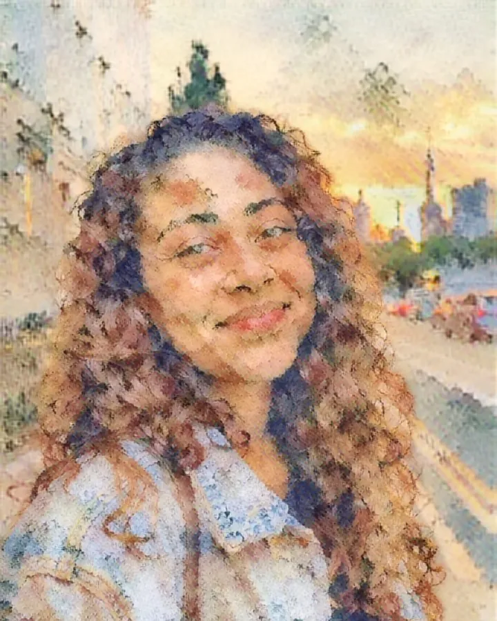 The portrait painted in the watercolor style, made on the phone