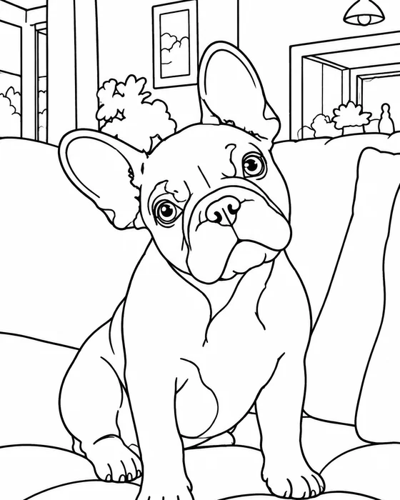 Coloring page of the French bulldog, ready to color