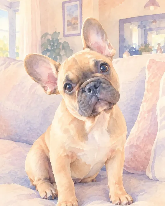 The AI painting of the French bulldog for its coloring page