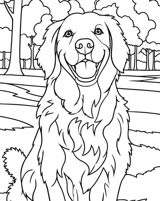 Coloring page of the golden retriever, ready to color
