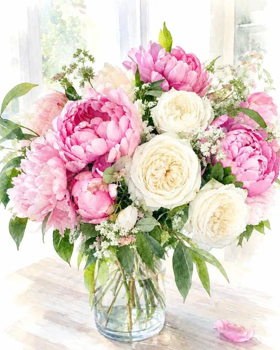 The bouquet as a watercolor painting, made with Magic