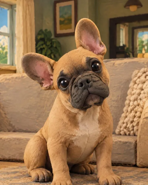 The French bulldog as a clay figure, made with Magic