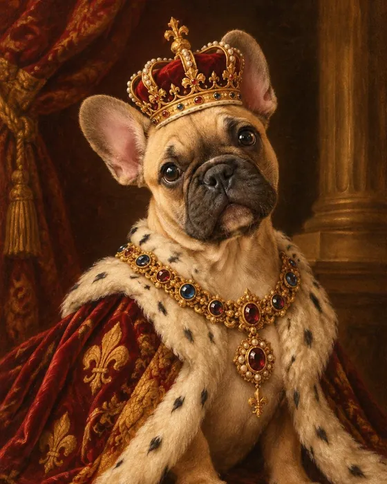 The French bulldog as a royal portrait, made with Magic