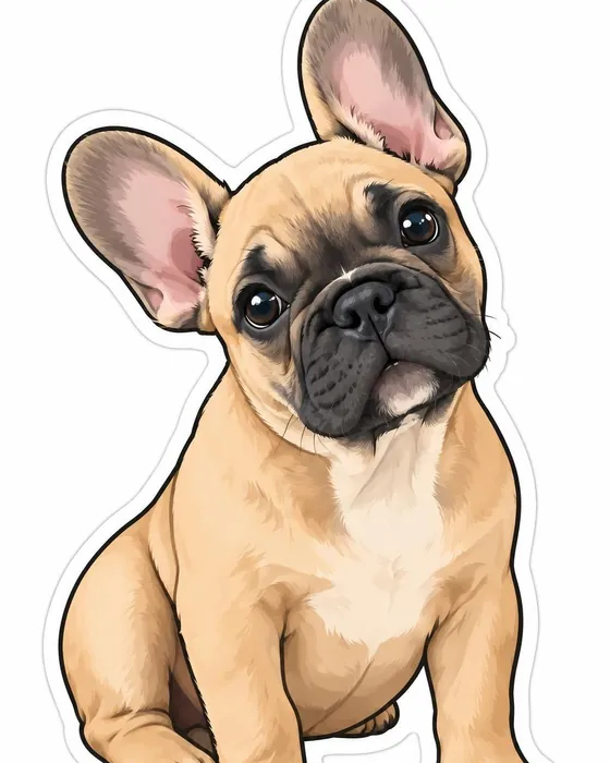 The French bulldog as a die-cut sticker, made with Magic