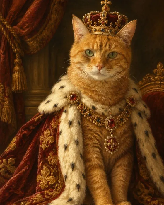 The ginger cat as a royal portrait, made with Magic