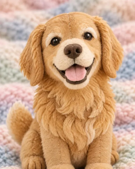 The golden retriever as a plush toy, made with Magic