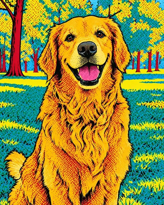 The golden retriever as pop art, made with Magic