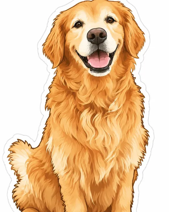 The golden retriever as a die-cut sticker, made with Magic