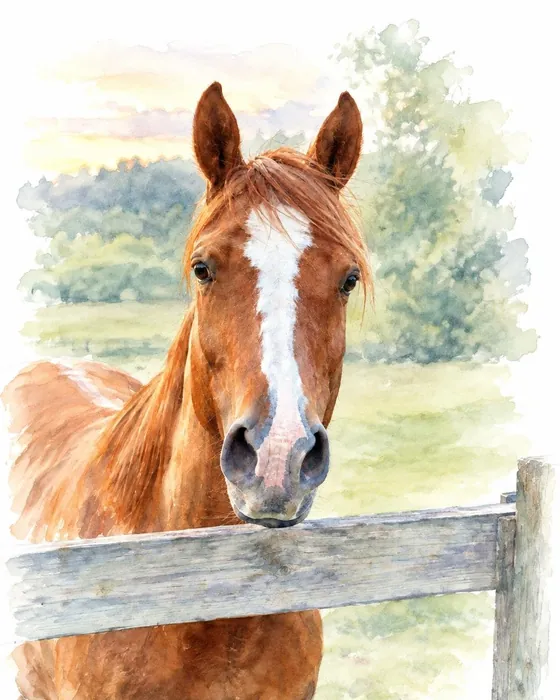 The horse as a watercolor painting, made with Magic