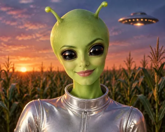 Alien AI style applied to a portrait photo