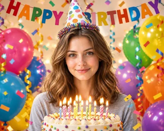 Birthday AI style applied to a portrait photo
