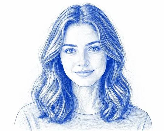 Blueprint AI style applied to a portrait photo