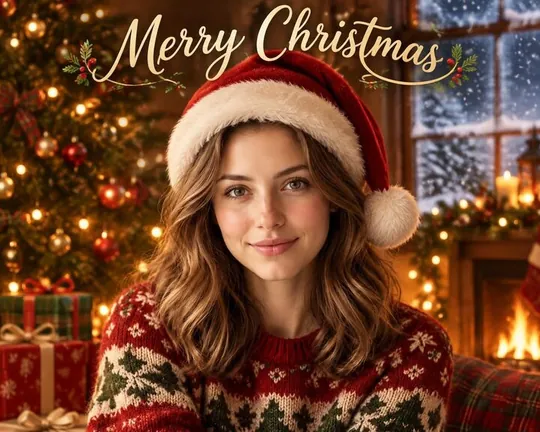 Christmas AI style applied to a portrait photo