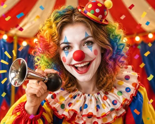 Clown AI style applied to a portrait photo