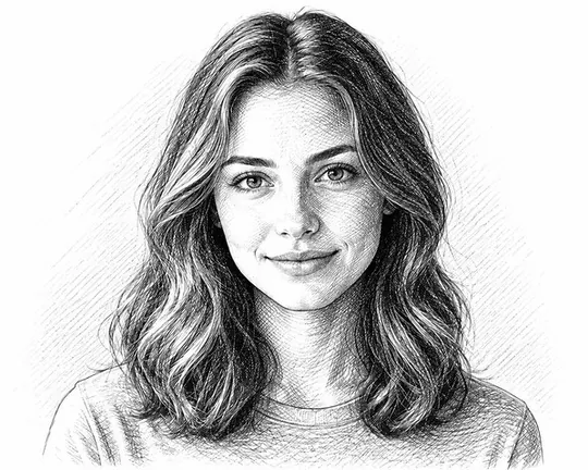 Crosshatch AI style applied to a portrait photo