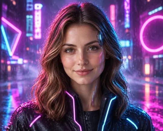 Cyber AI style applied to a portrait photo