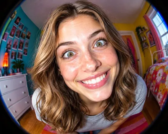 Fisheye AI style applied to a portrait photo