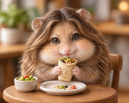 Hamster AI style applied to a portrait photo