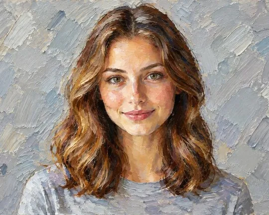 Oil paint AI style applied to a portrait photo