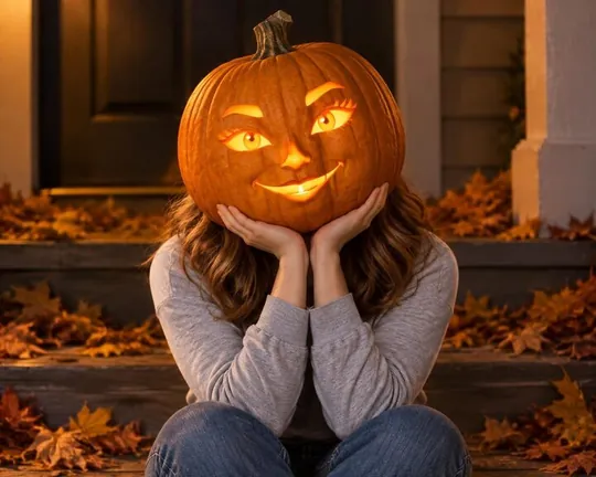 Pumpkin AI style applied to a portrait photo