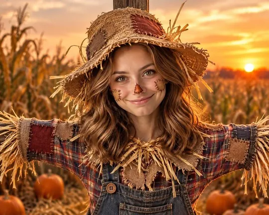 Scarecrow AI style applied to a portrait photo