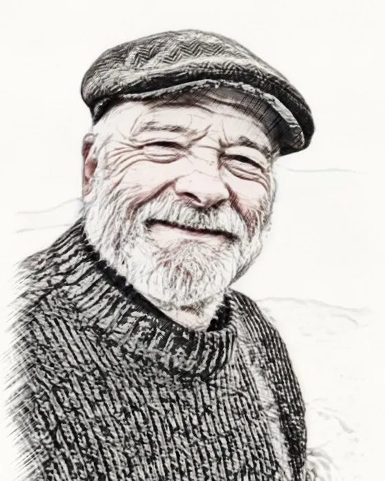 The grandfather as a coloredPencil sketch made on the phone
