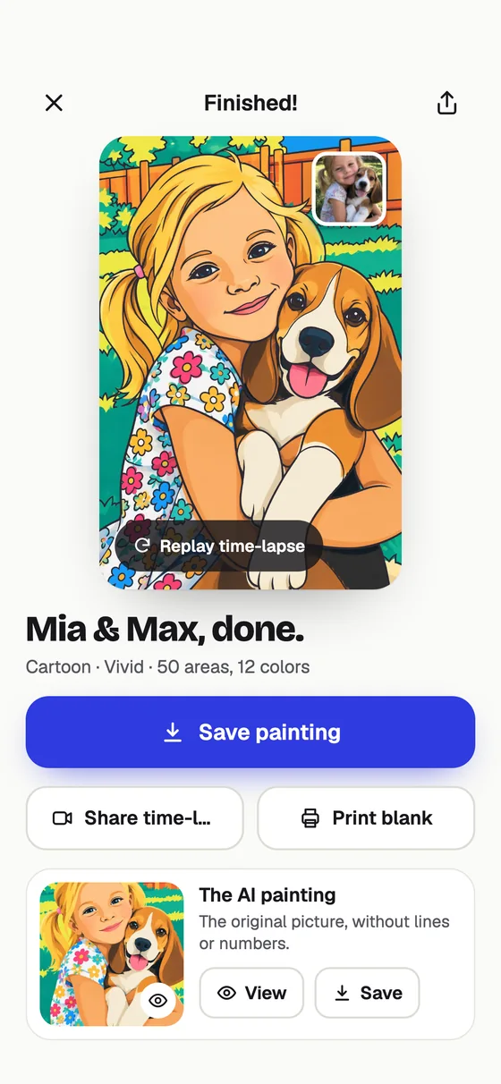 A finished coloring page with its time-lapse