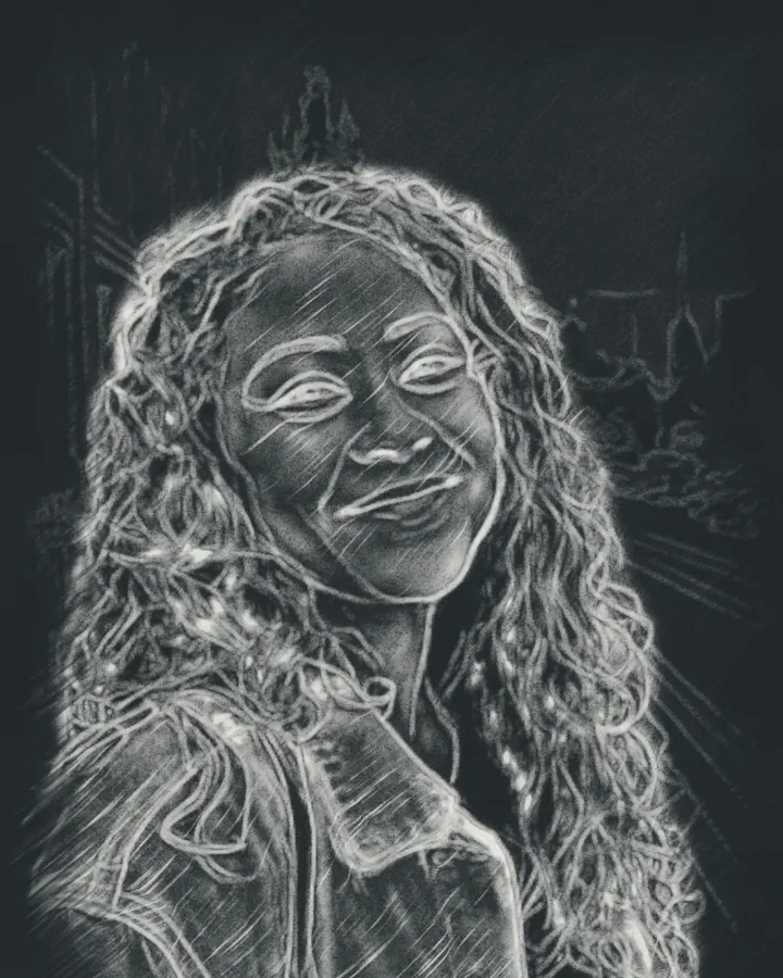 The portrait as a chalkboard sketch, made on the phone