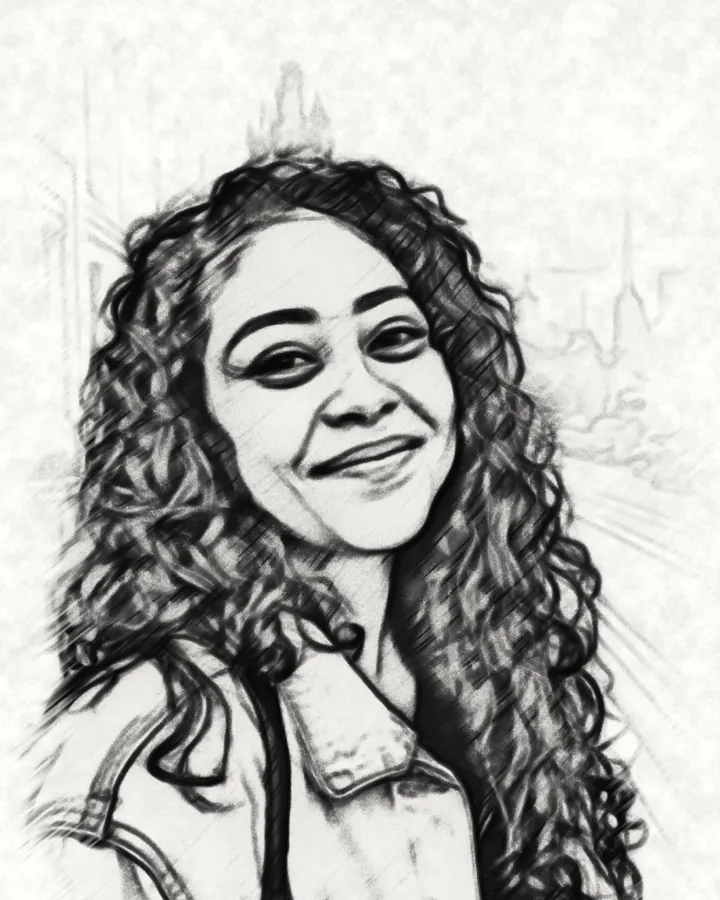 The portrait as a charcoal sketch, made on the phone