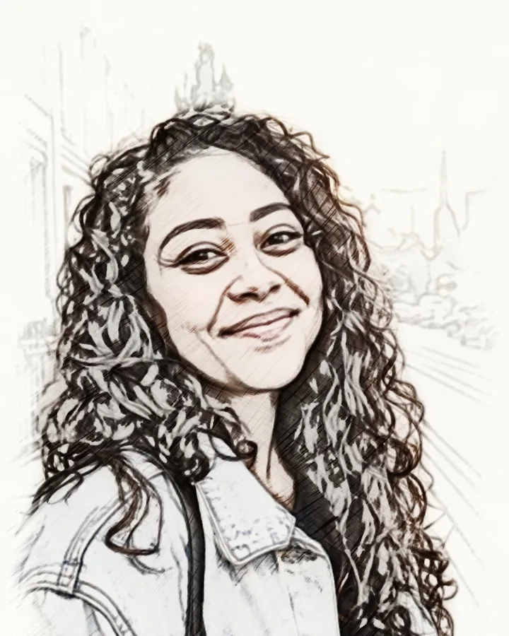 The portrait as a coloredPencil sketch, made on the phone