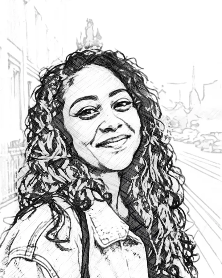 The portrait as a engraving sketch, made on the phone