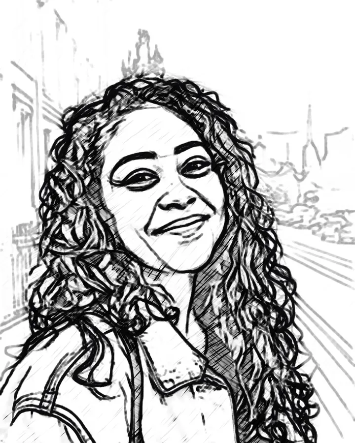 The portrait as a feltPen sketch, made on the phone