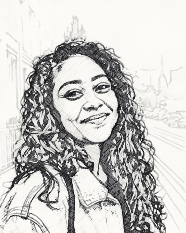 The portrait as a hatching sketch, made on the phone