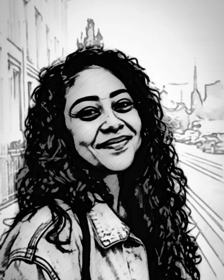 The portrait as a noir sketch, made on the phone