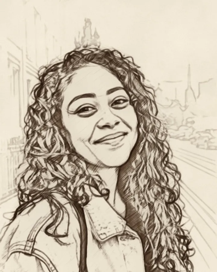 The portrait as a sepia sketch, made on the phone
