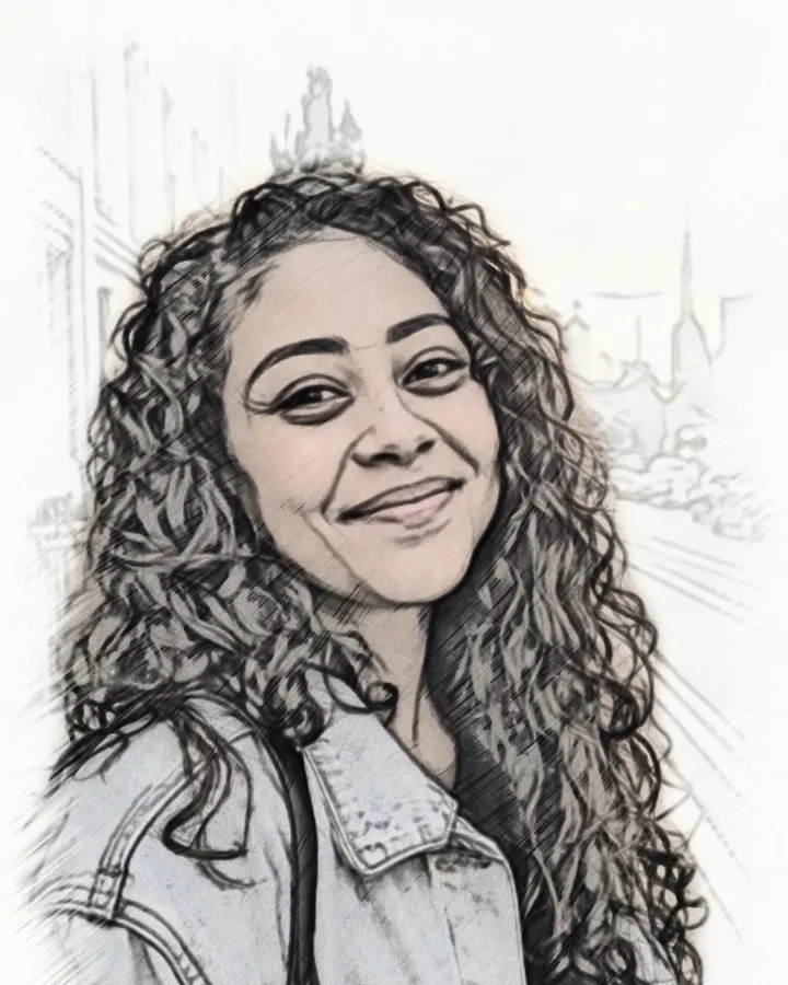 The portrait as a softColor sketch, made on the phone