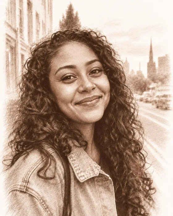 The portrait as a sepia chalk drawing, made with Magic