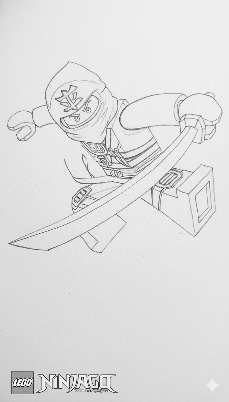 Ninjago Kai coloring page transformation - coloring page