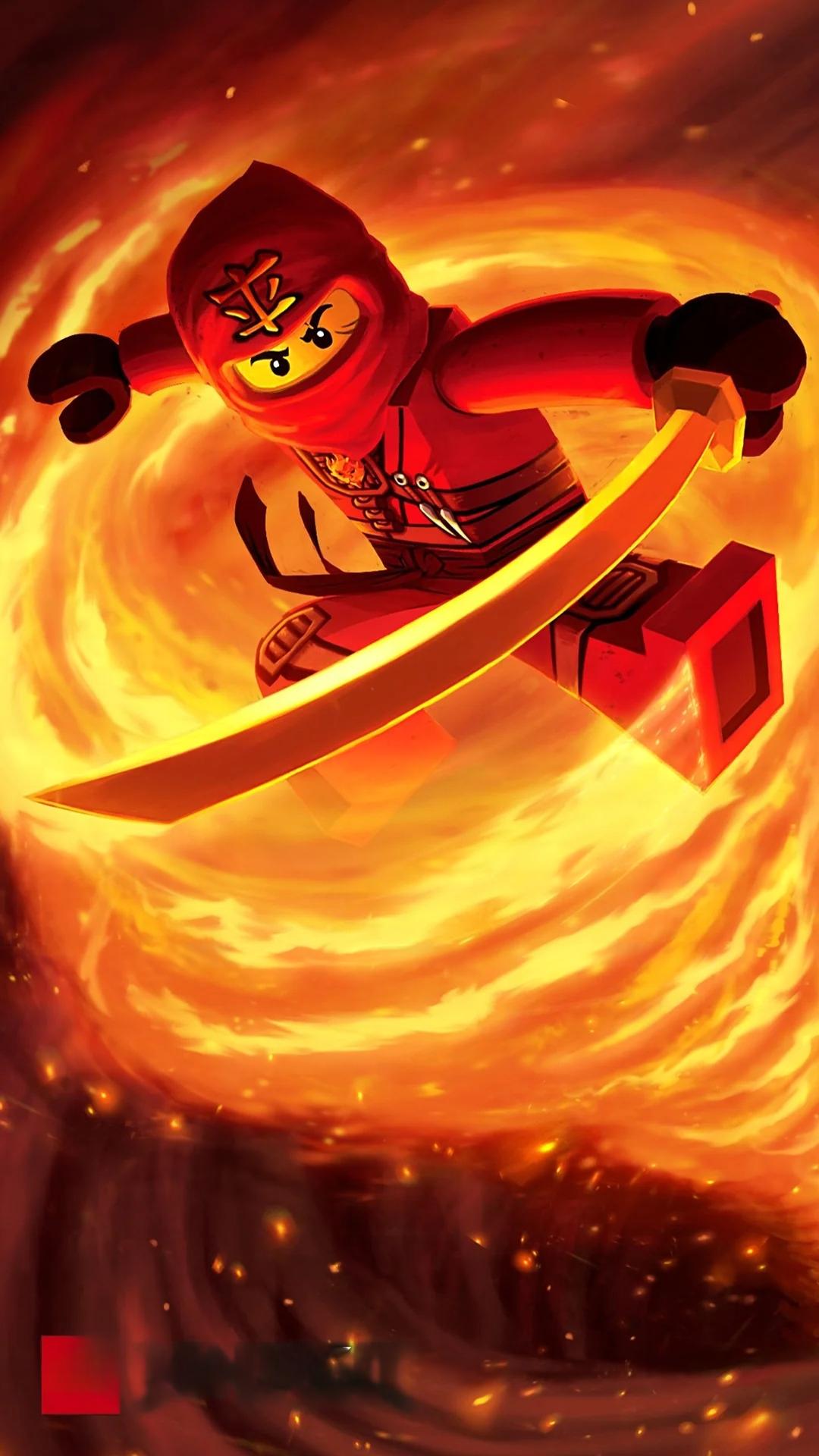 Ninjago Kai coloring page transformation - original