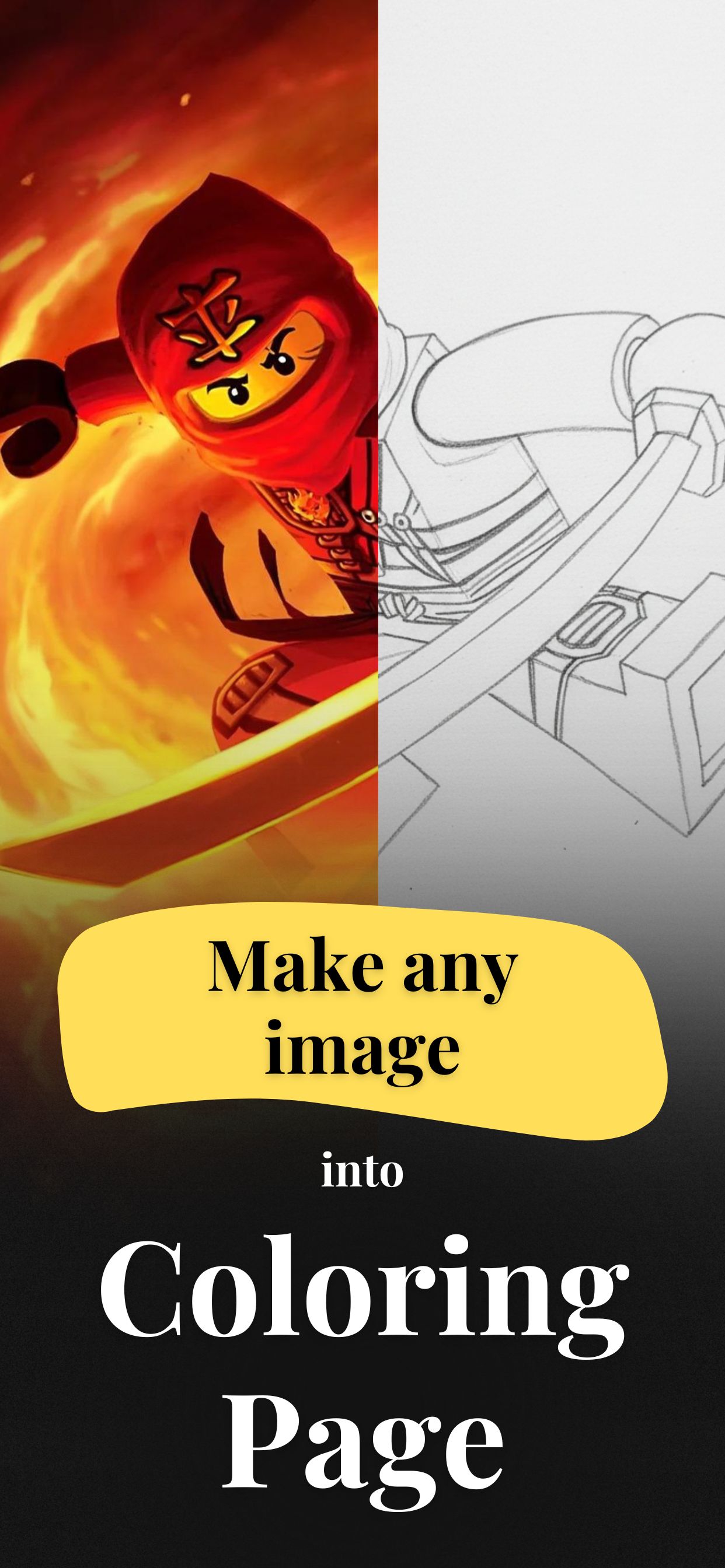 Ninjago coloring page in Sketchpage app